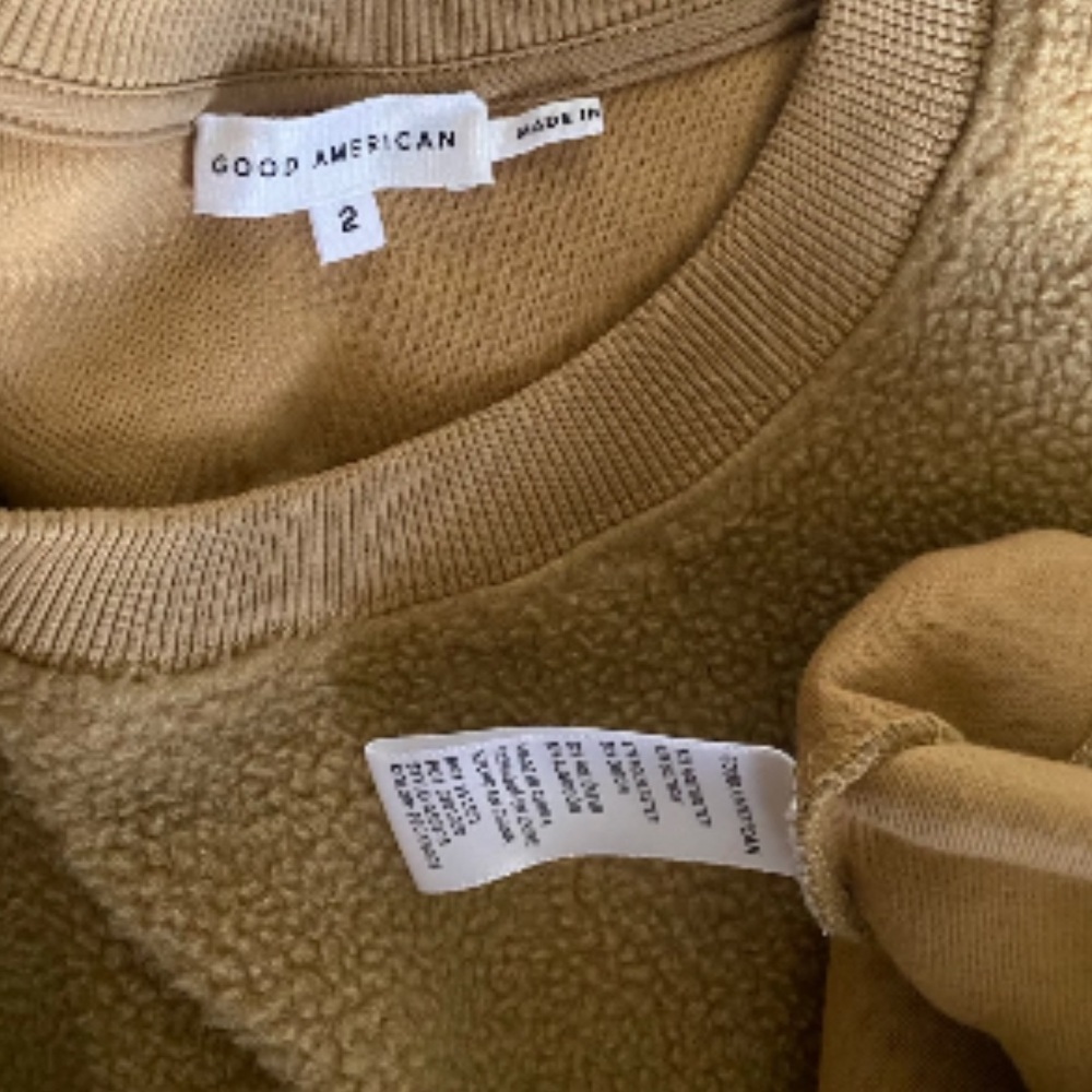 Good American Tan Sherpa Boyfriend Sweater size 2 (S-M) oversized - Picture 6 of 9